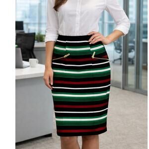Michael Kors women's striped pencil skirt sz 2 knee length work wear office